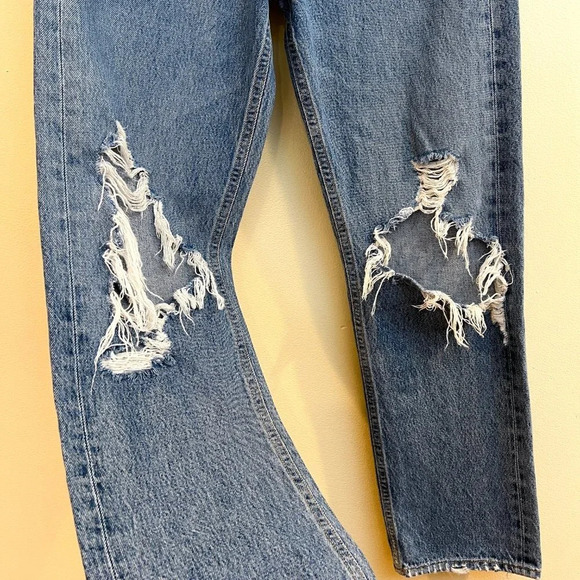 AGOLDE Distressed Medium Wash Denim Straight Leg High Waist Classic Jeans  25 - Picture 4 of 9